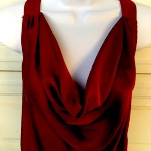 Red silky Jaloux low back top NWOT